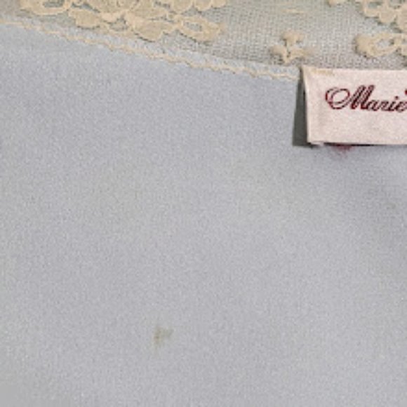 Vintage MARIE ELLYSE Baby Blue Satin & Lace 20s-Style Cocoon Robe - Picture 9 of 9